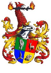 Das Wappen unserer Schule mit den 4 Wappentieren der einzelnen Häuser